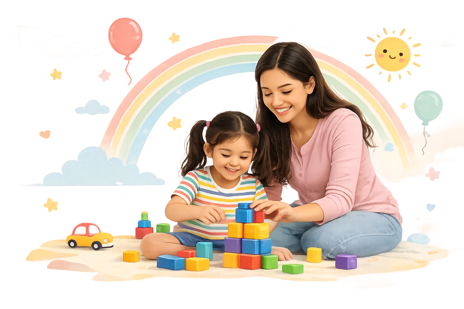 A mother and child playing together